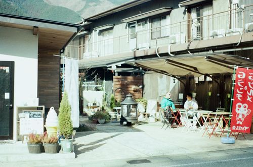 Resting at cafe, Gero, Japan