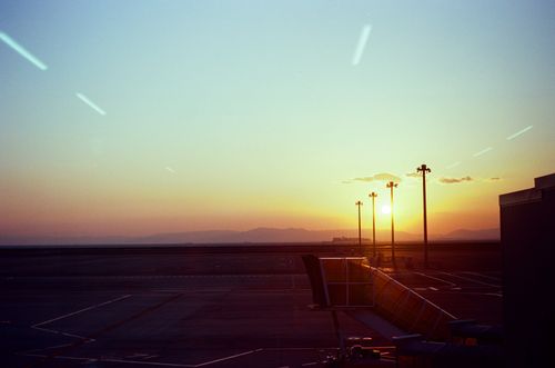 Sunset. Nagoya airport, Japan.