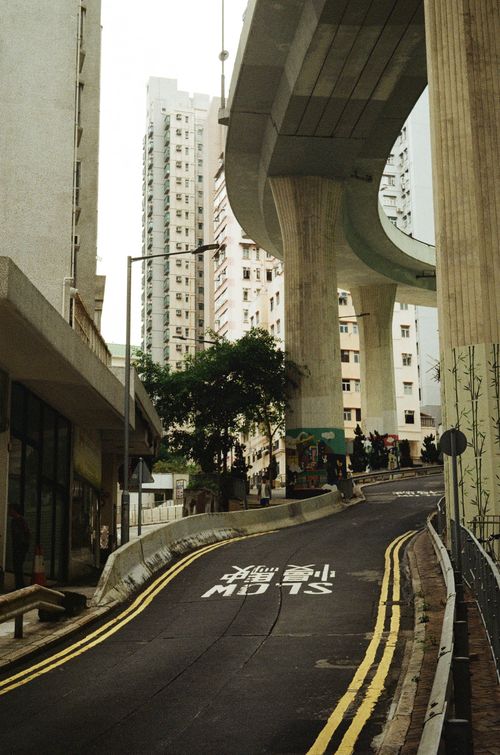 Hill Road flyover, MTR exit B2 Whitty Street, Hong Kong