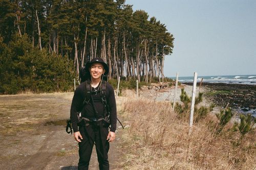 Man, Michinoku Hiking Trail on the way to Taneishi, Japan